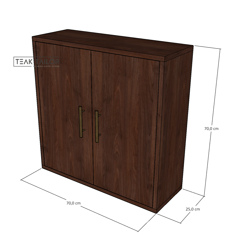Wall-Mounted Teak Wood Cabinet with 2 Doors
