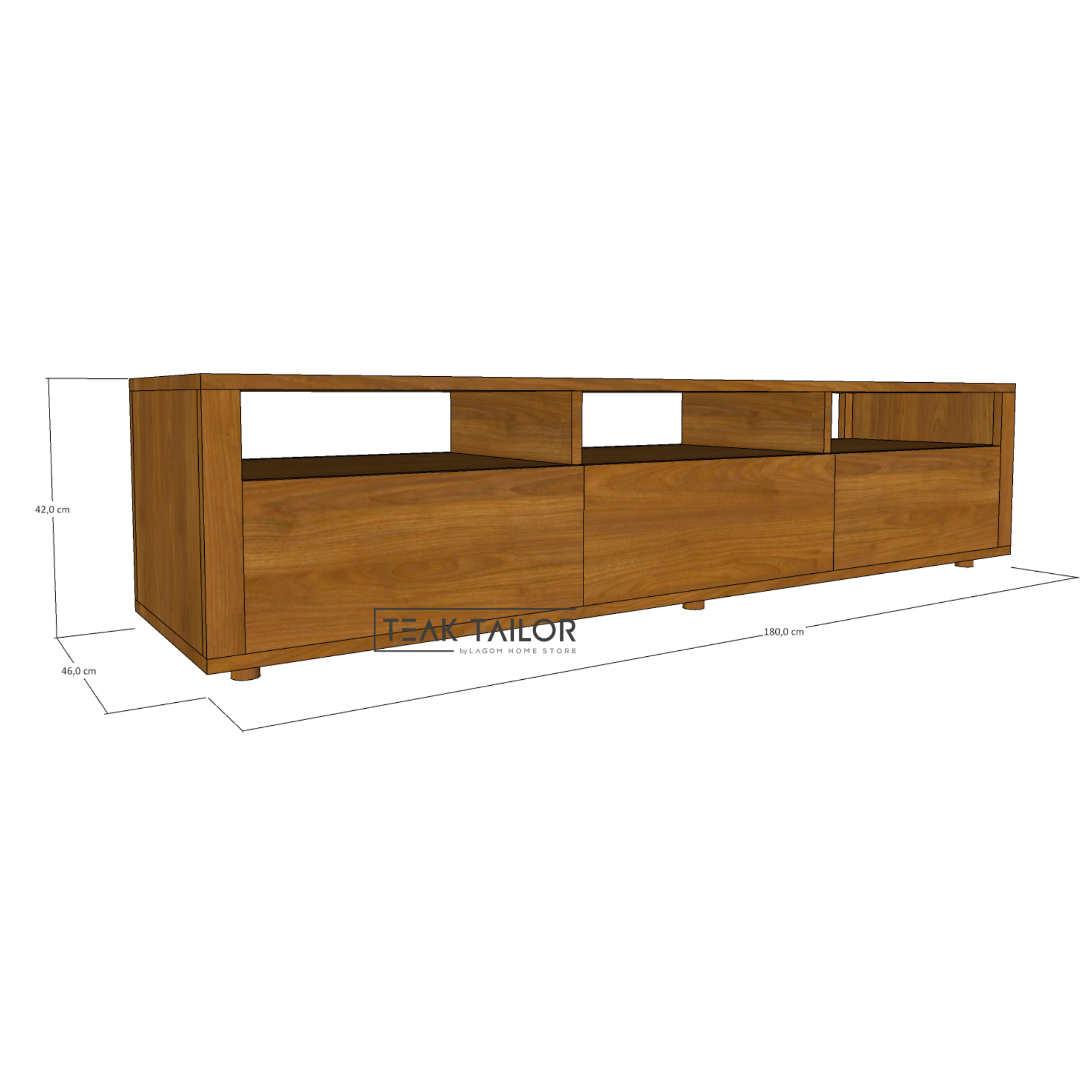 180 cm Solid Teak Wood TV Stand