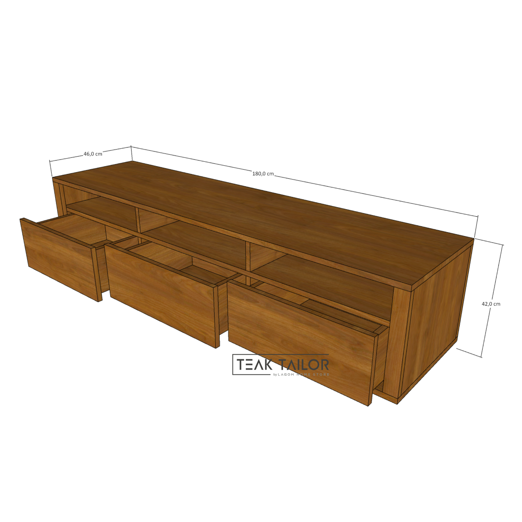 180 cm Solid Teak Wood TV Stand
