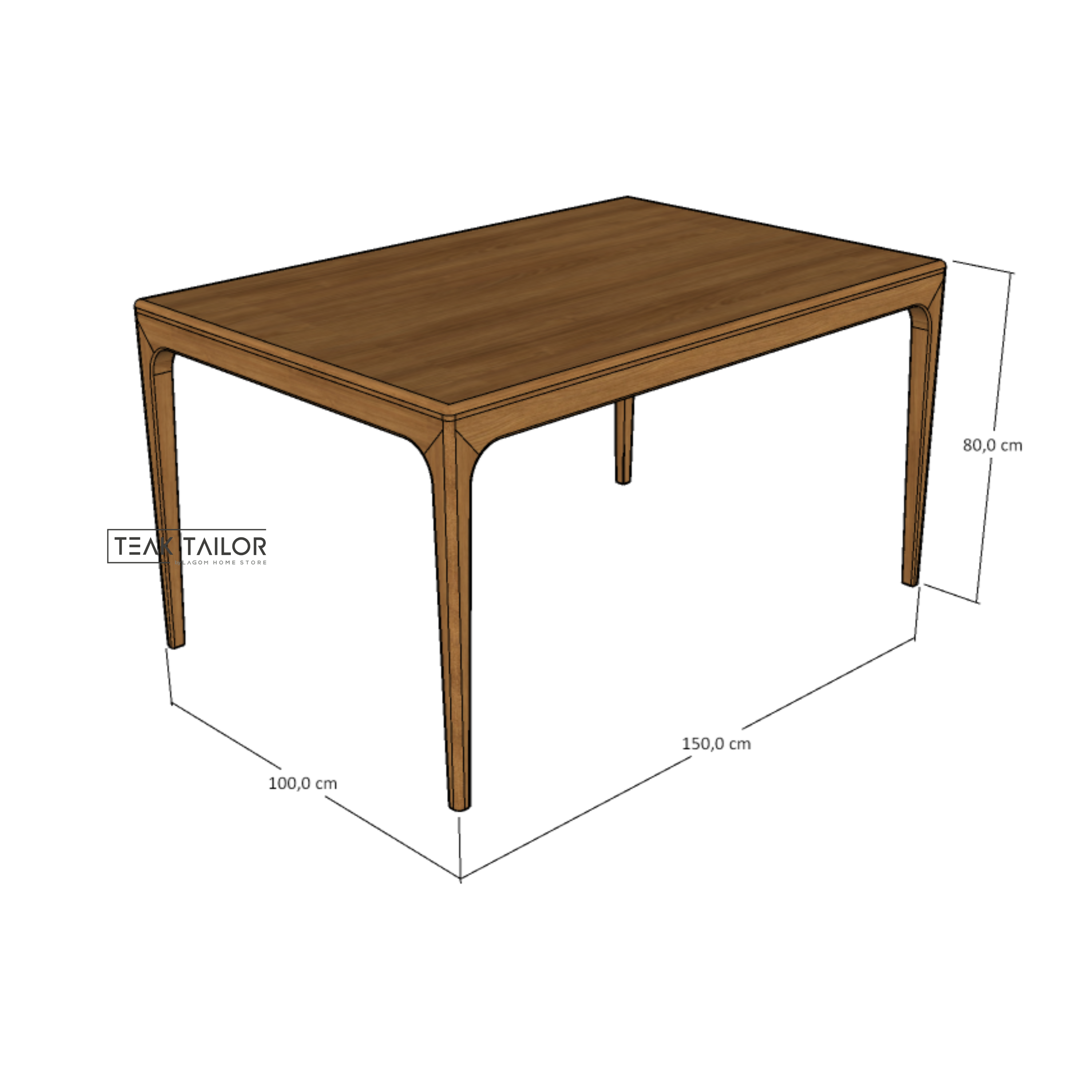Solid Teak Wood Dining Set with 4 Chairs