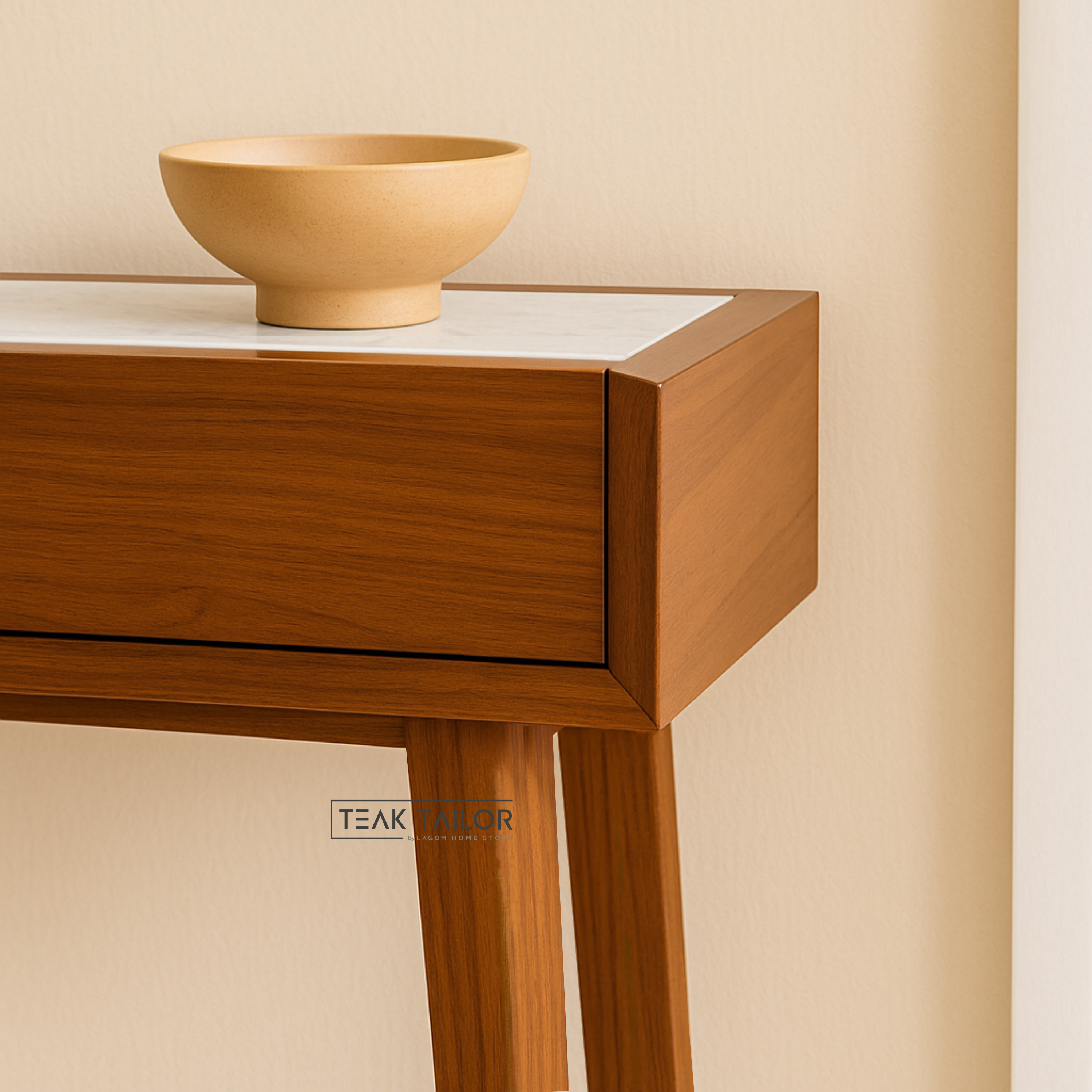 Teak Wood & Marble Console Table
