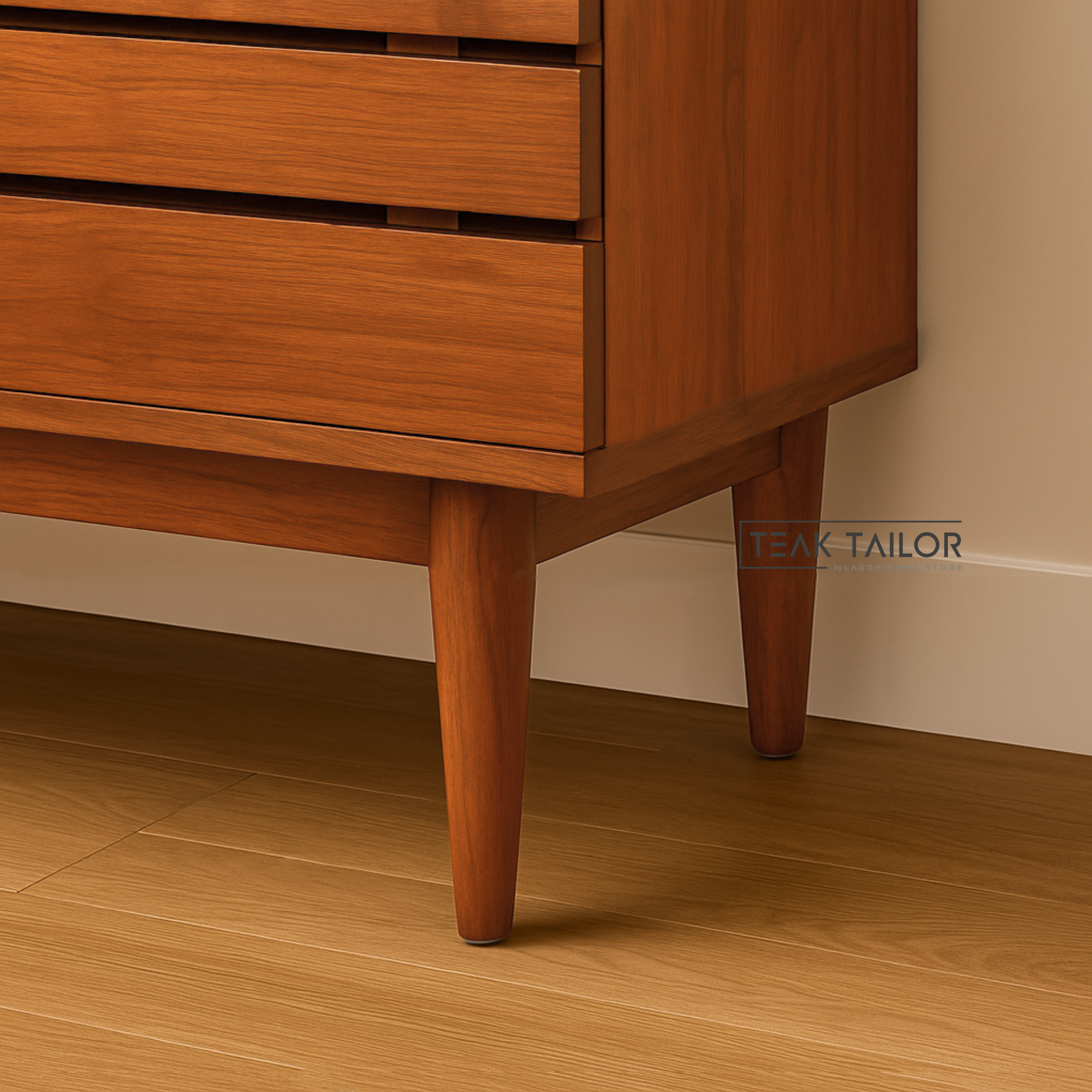 Large Teak Shoe Cabinet with 3 Doors