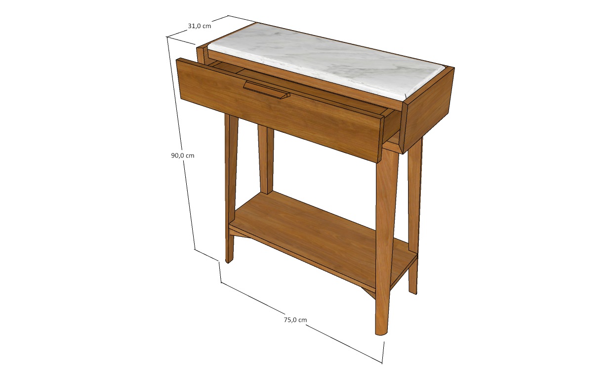 Teak Wood & Marble Console Table
