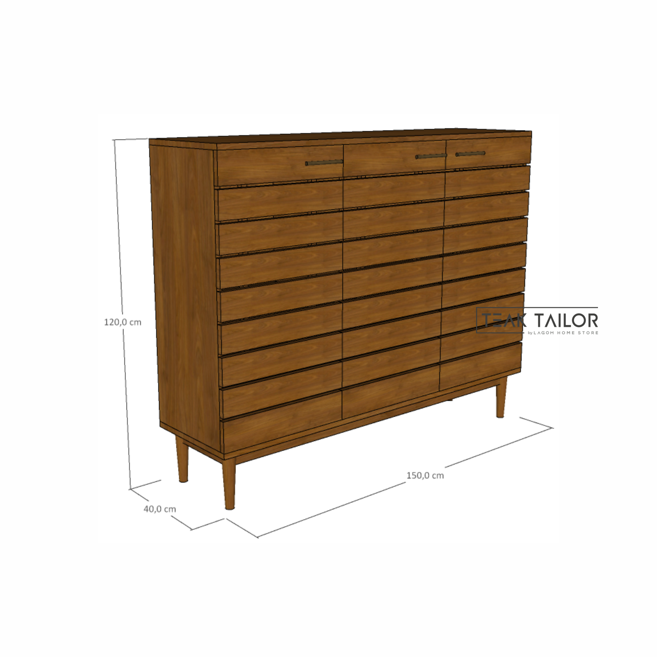 Large Teak Shoe Cabinet with 3 Doors