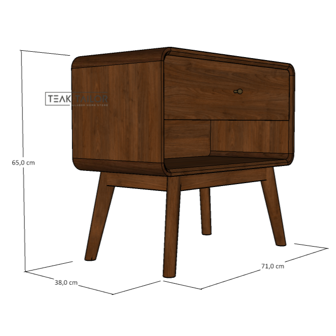 Teak Wood Side Table with Drawer & Shelf