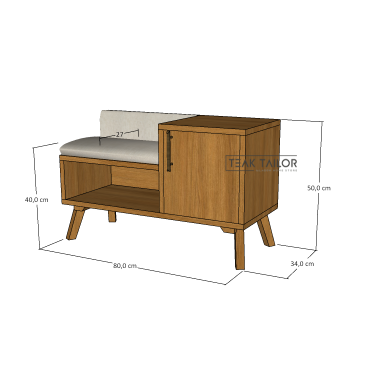 Teak Wood Shoe Rack with Bench
