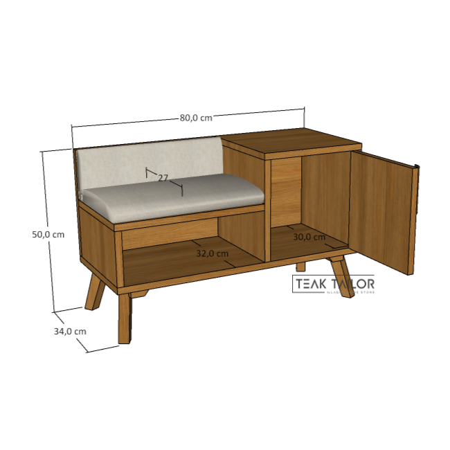 Teak Wood Shoe Rack with Bench