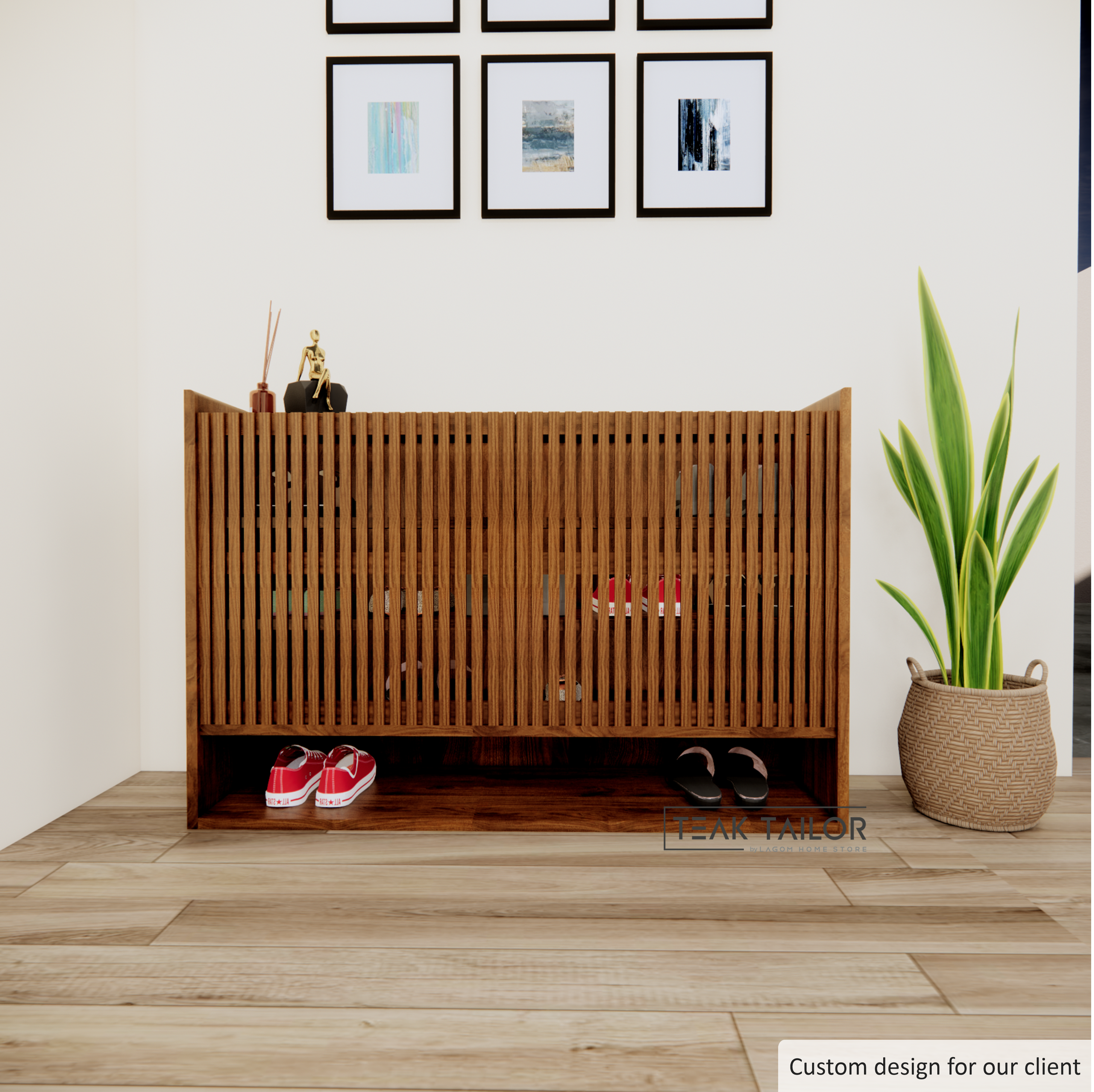 Medium Size Teak Shoe Cabinet