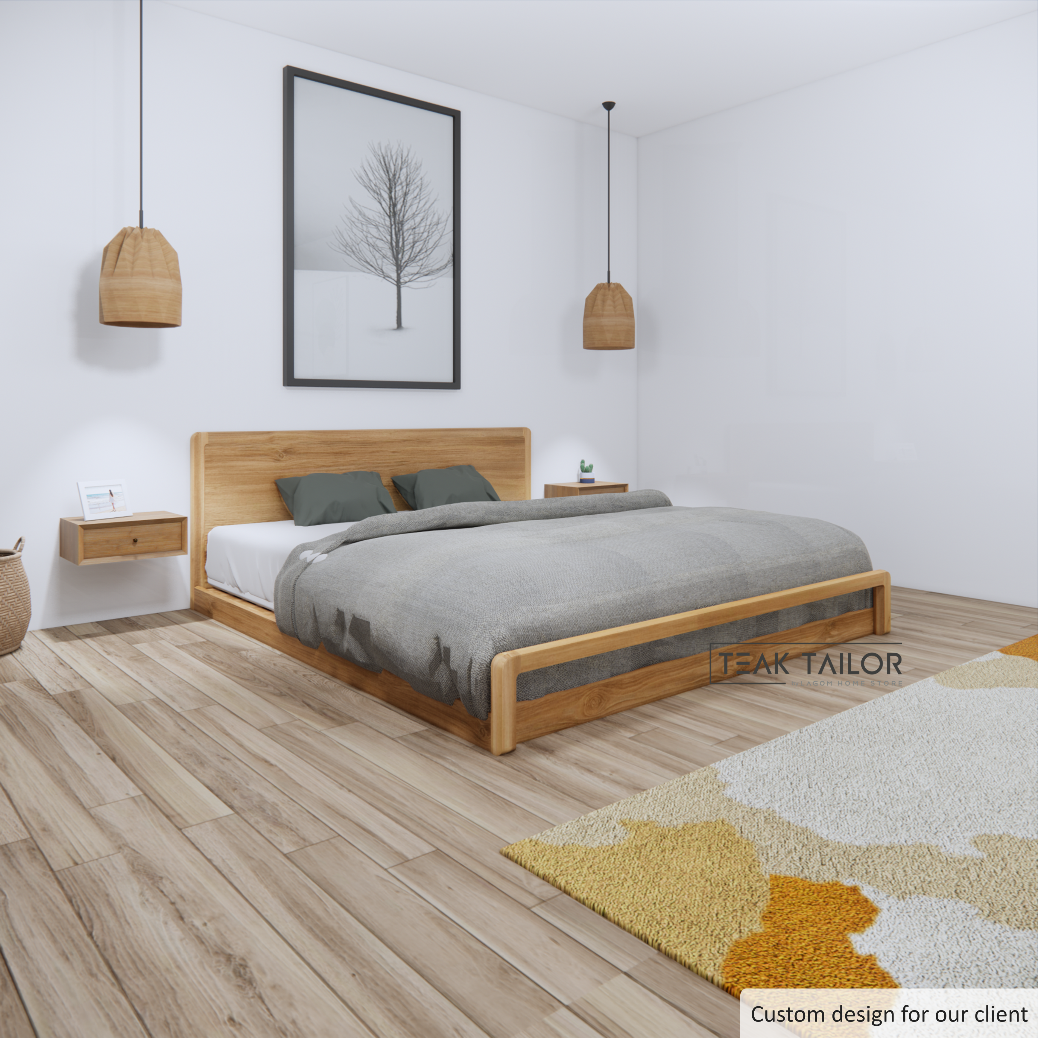 Exclusive Teak Wood Floor Bed Frame