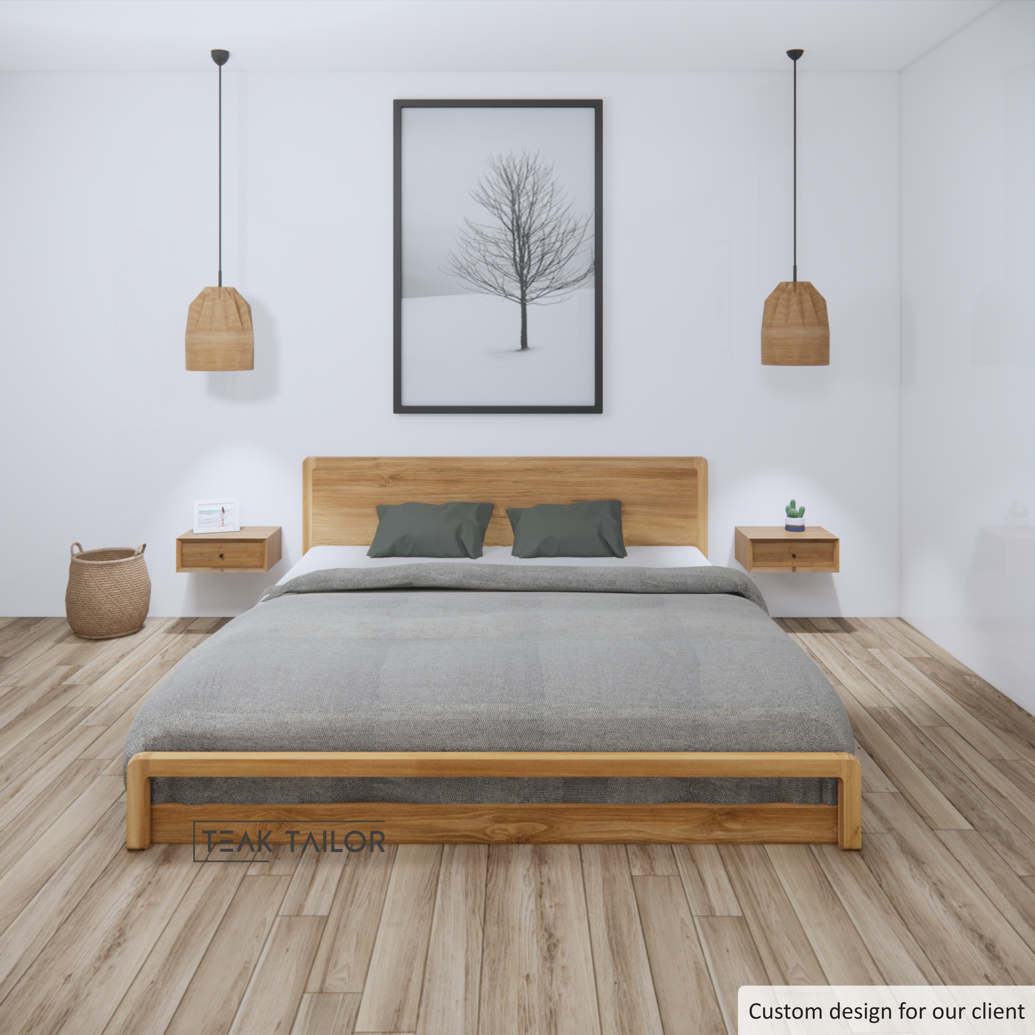 Exclusive Teak Wood Floor Bed Frame