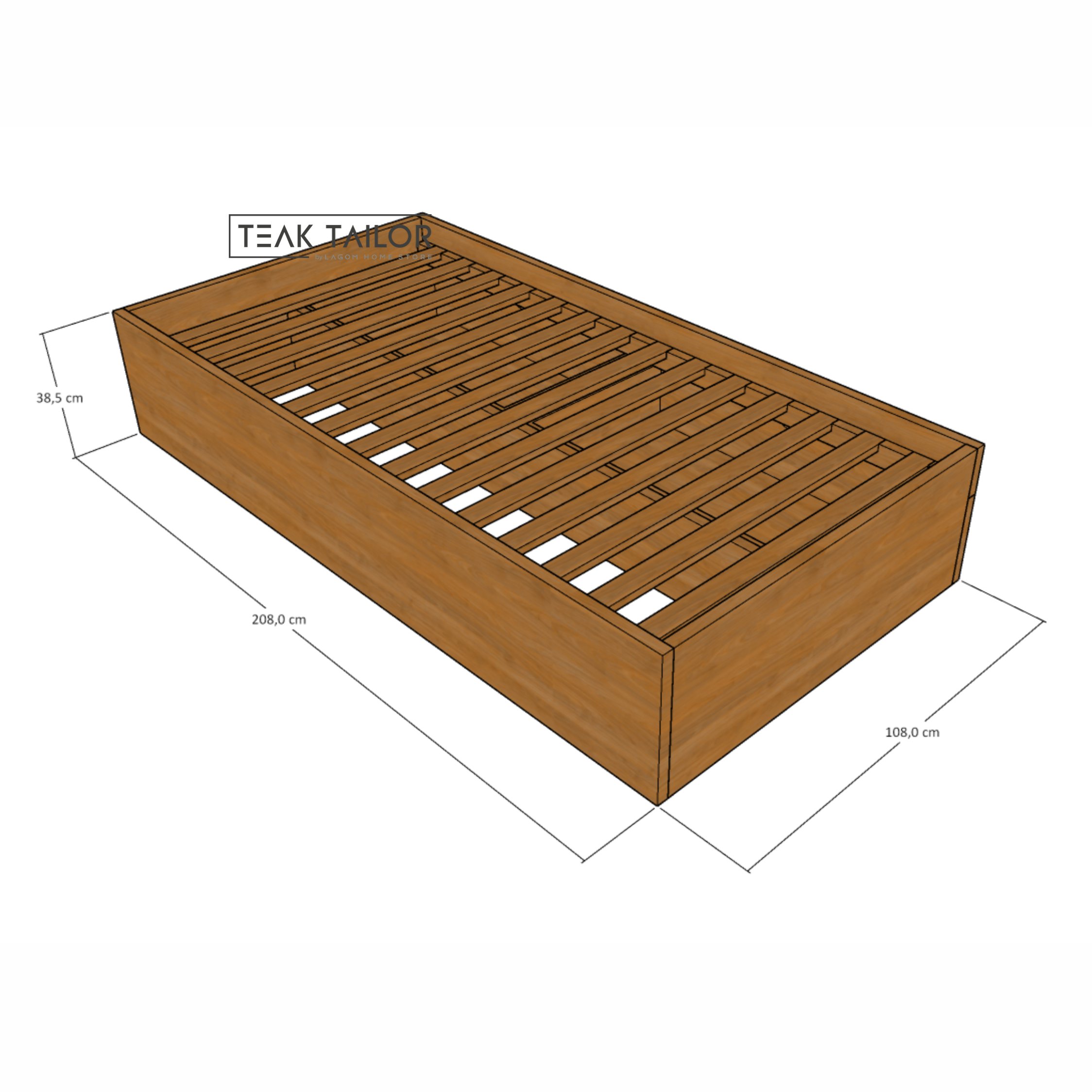 Teak Wood Single Bed Frame with Drawers