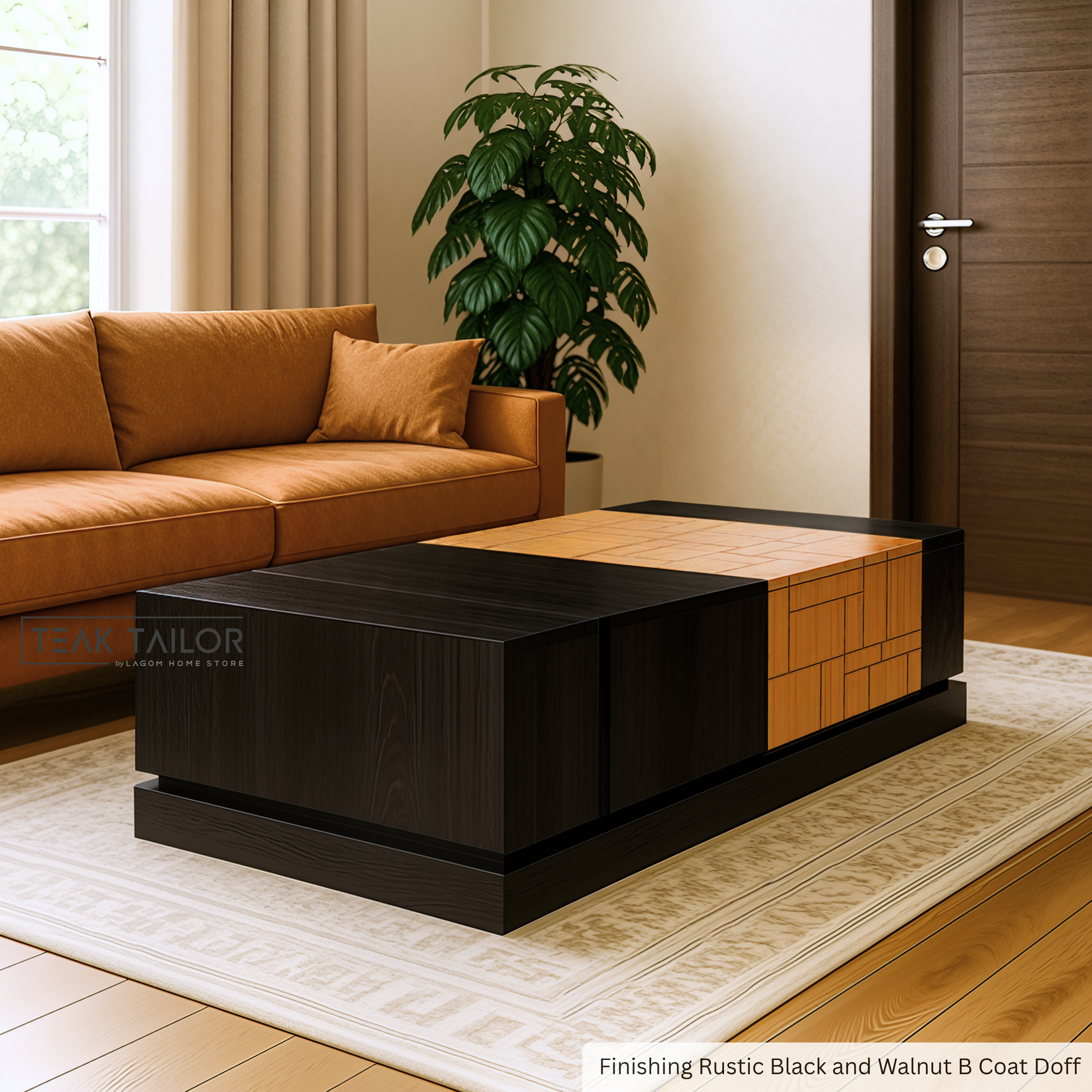 Teak Wood Coffee Table with Hidden Storage