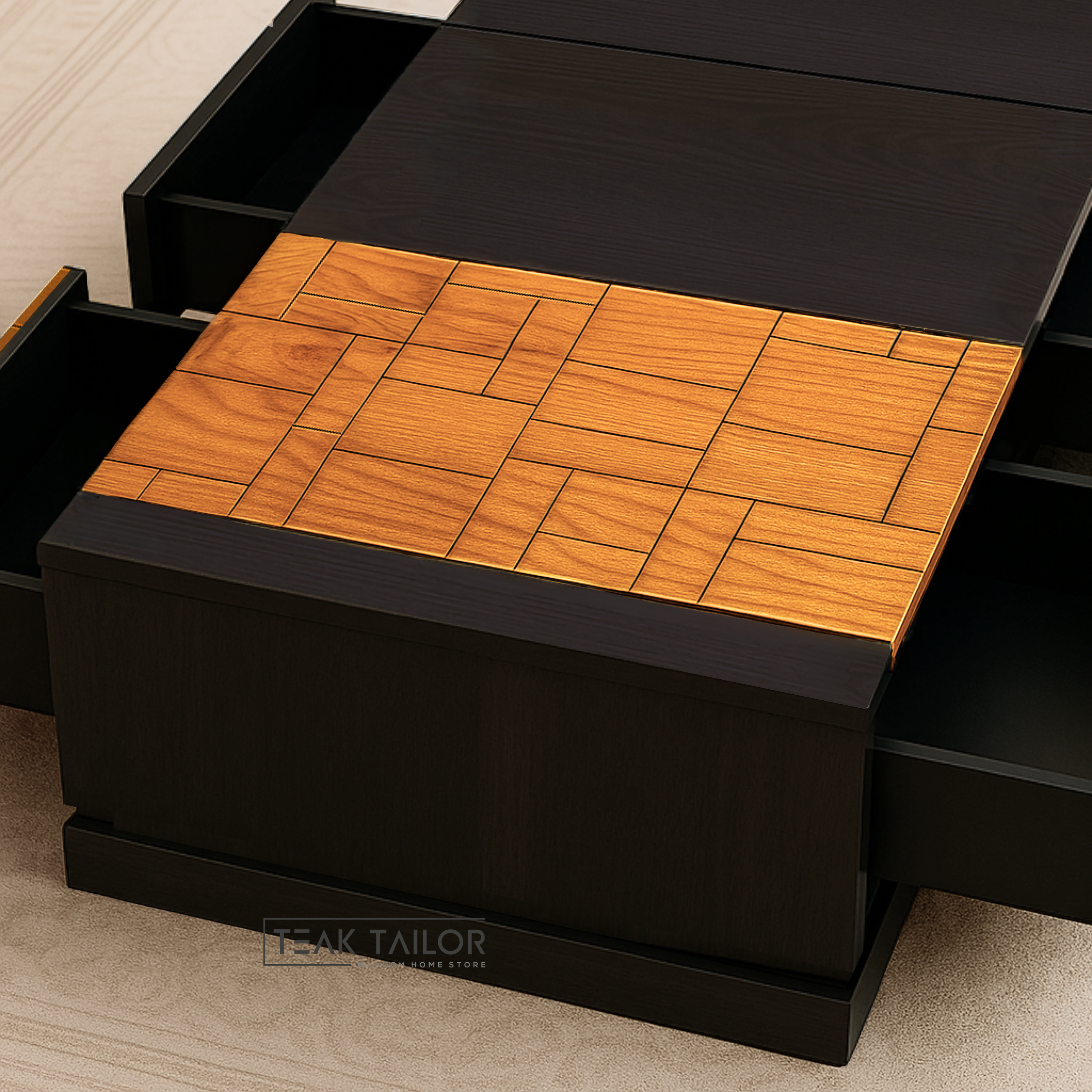 Teak Wood Coffee Table with Hidden Storage