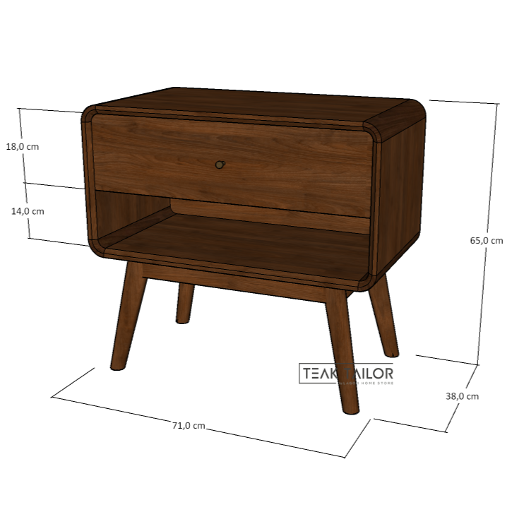 Teak Wood Side Table with Drawer & Shelf