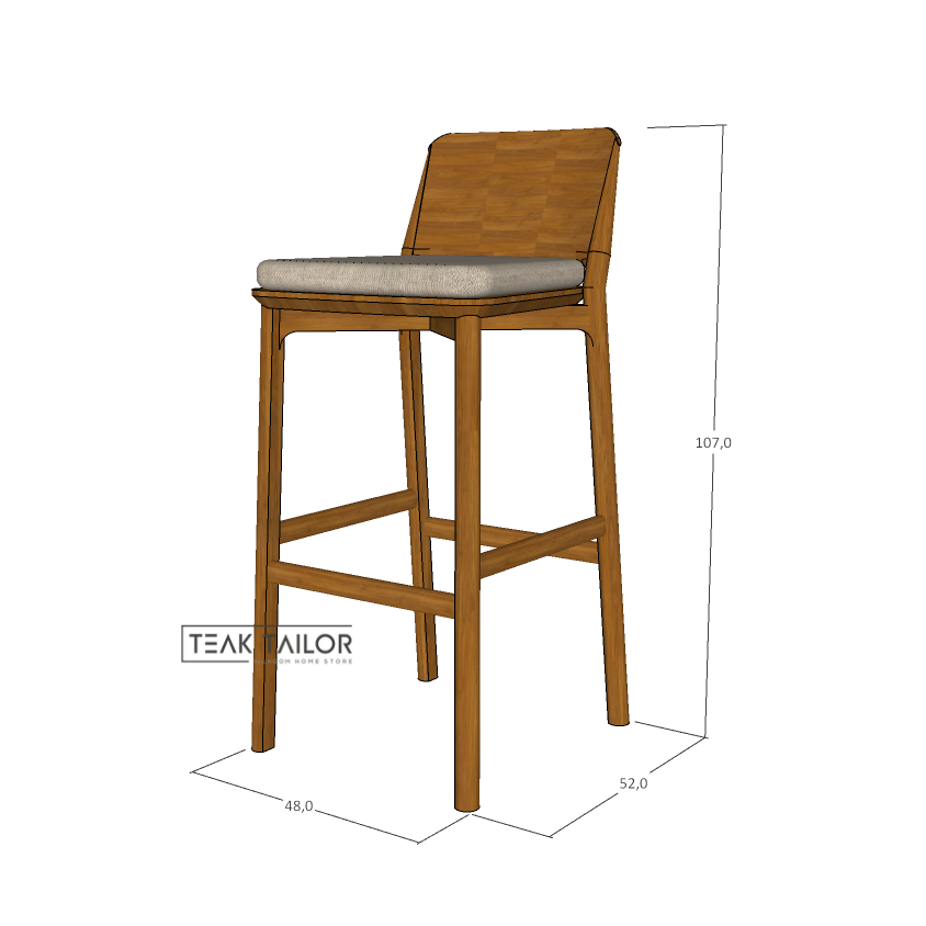 Spectator Bar Stool with Solid Teak Wood & Premium Cushion