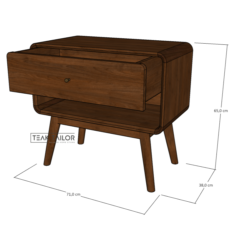 Teak Wood Side Table with Drawer & Shelf