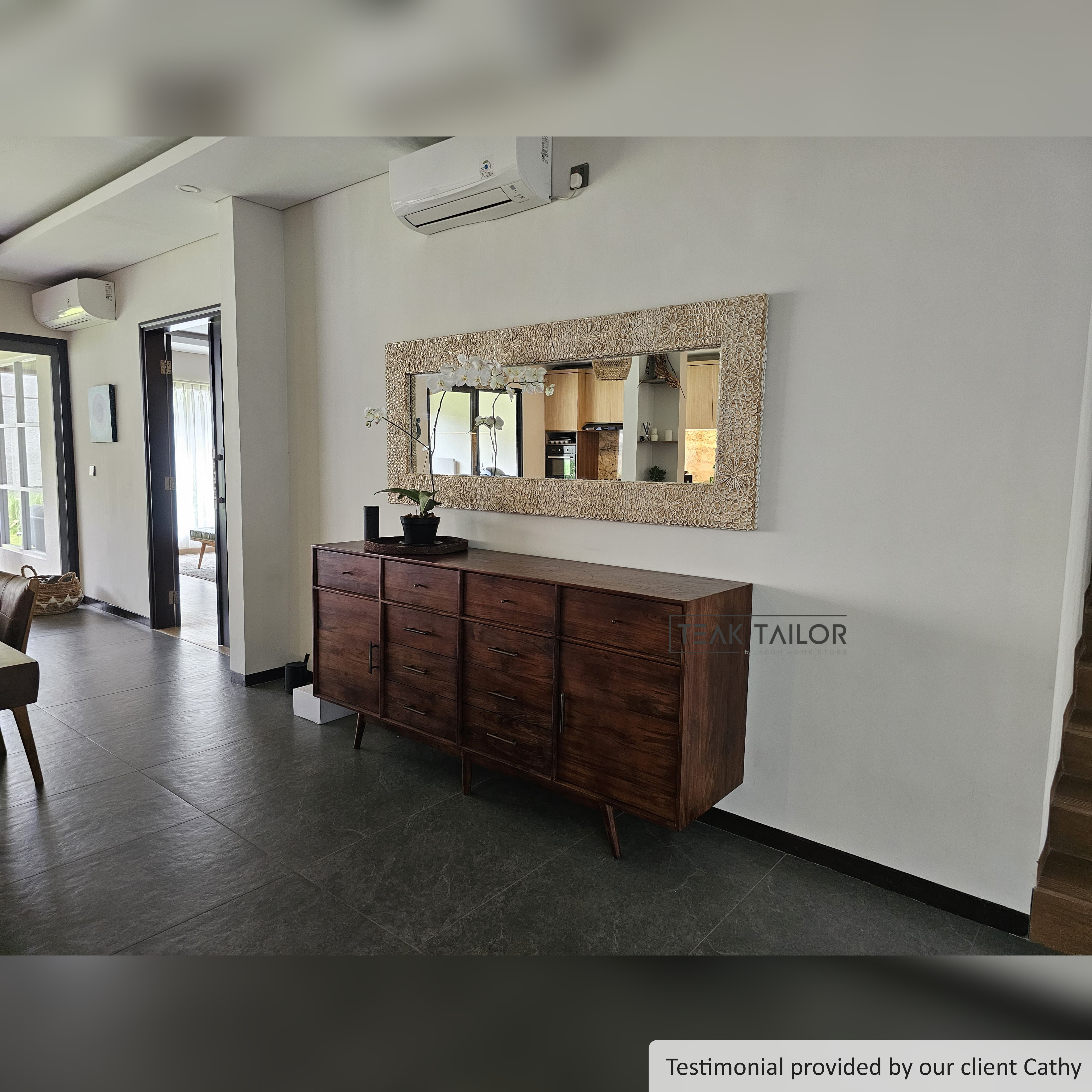 Large Teak Buffet with 10 Drawers & 2 Doors