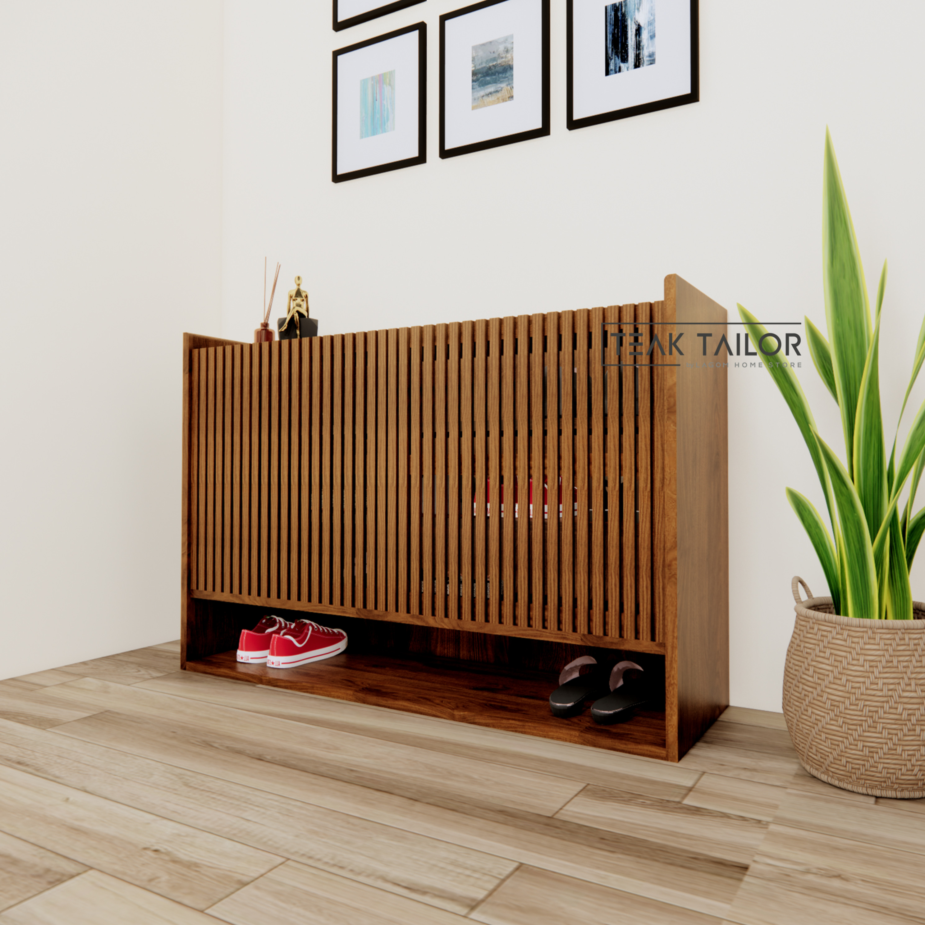 Medium Size Teak Shoe Cabinet