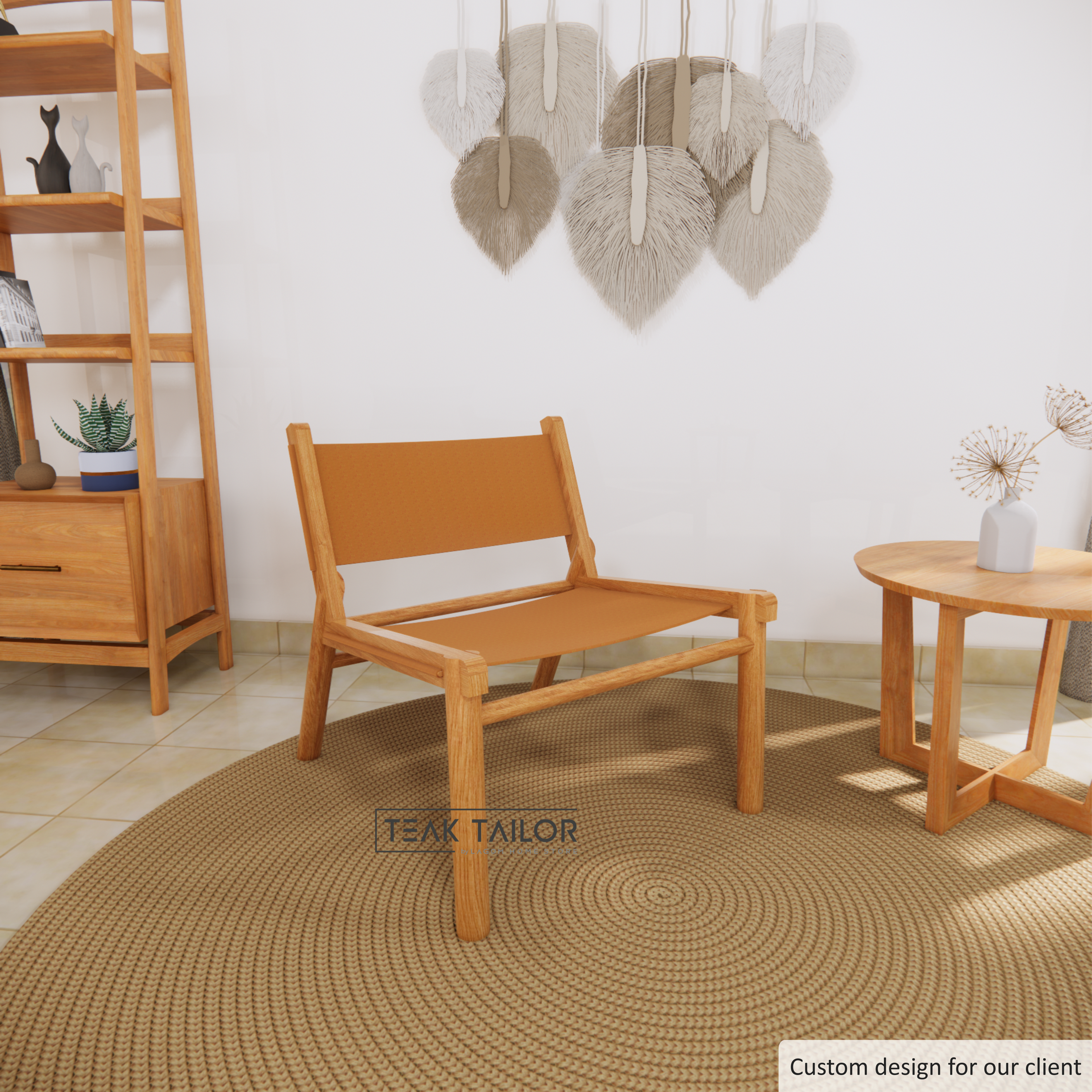 Teak and Leather Lounge Chair