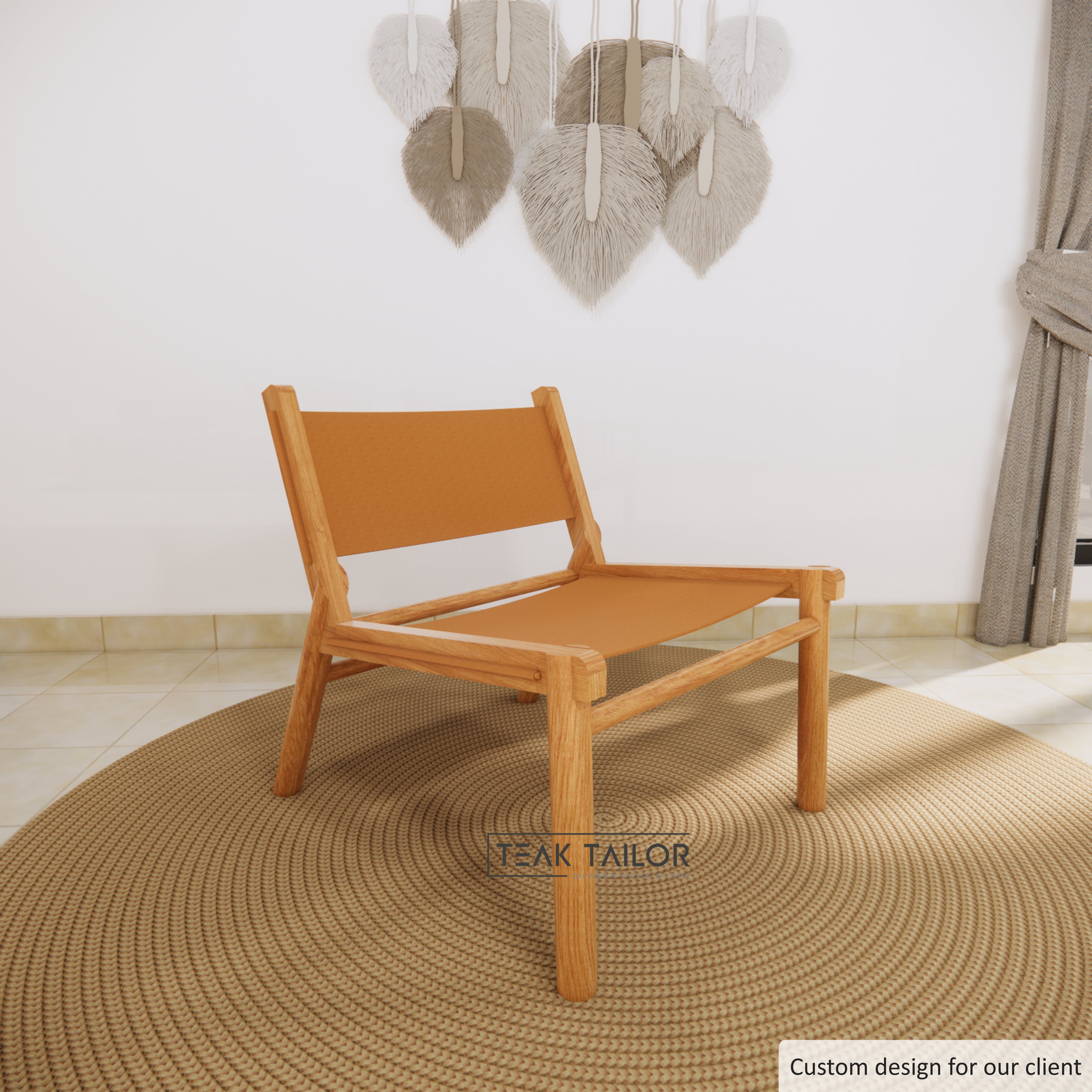 Teak and Leather Lounge Chair